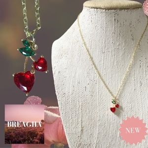 Love Heart Cherries — Gold Plated Necklace
